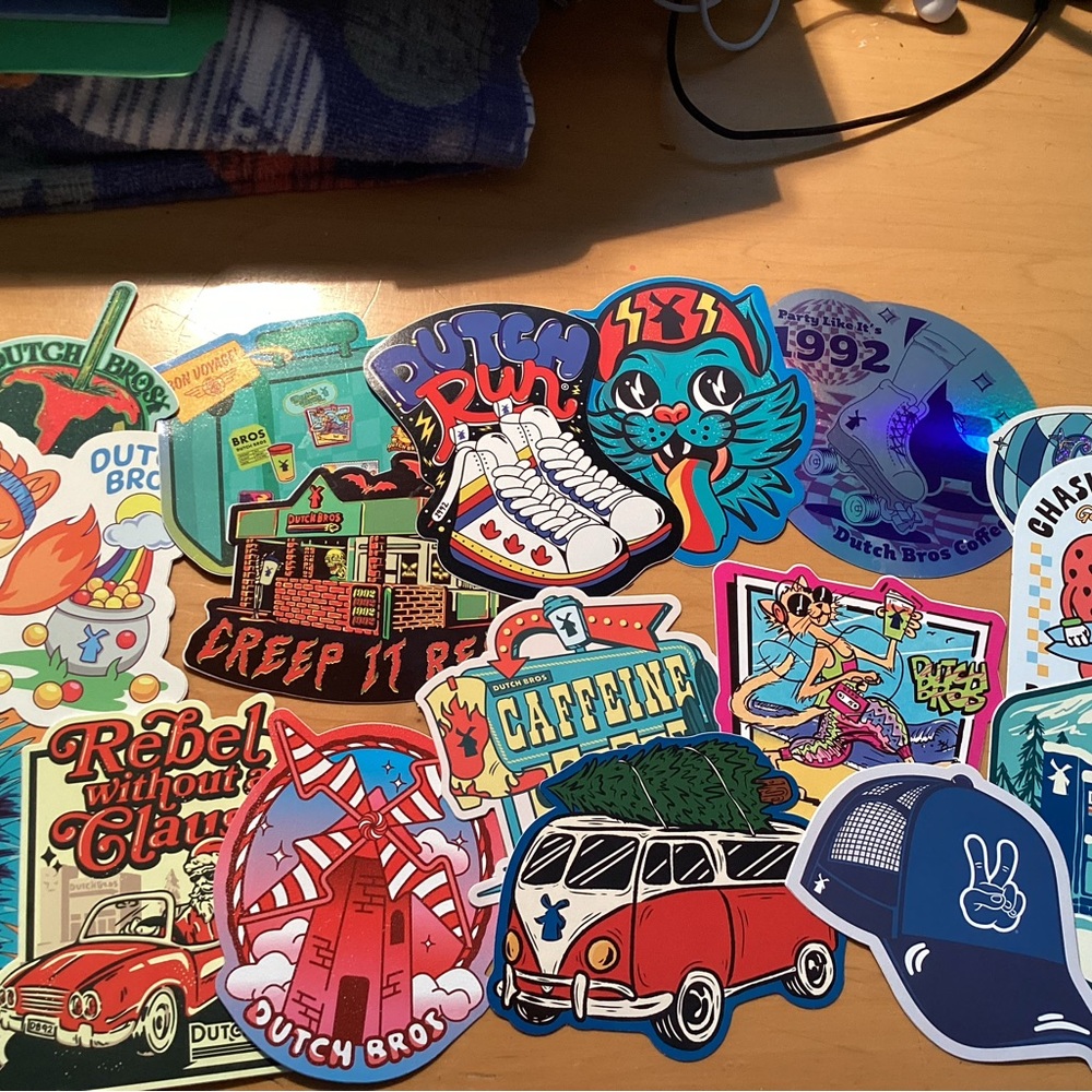 Lot of 17 Rare Hard to find Arizona Dutch Bros Christmas, Halloween stickers